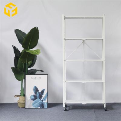 China Sustainable Home Use Kitchen Living Room Metal Folding Rack With Casters for sale