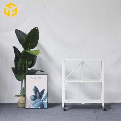 China Sustainable Hot Sales Furniture Home Use Kitchen Living Room Metal Folding Rack With Casters for sale