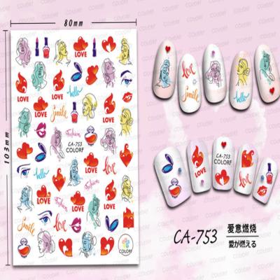 China Hot Selling Valentine's Day Heart Love Nail Sticker Nail Art Decoration Self-adhesive Nail Sticker Heart Decal Nail Stickers for sale