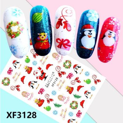 China Wholesale Latest Trendy Fashion Christmas Nail Stickers For 3D Nails Christmas Adhesive Nail Art Decals for sale