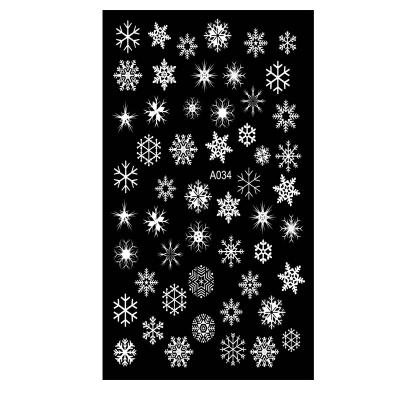 China 2021 White Nail Art Decoration Custom Christmas Snowflake Nail Sticker 3D Nail Decals Nail Decorations for sale