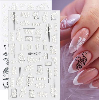 China Fashionable 5D Japanese Acrylic Engraved Nail Sticker Lace Up Nail Stickers Beauty For Bride Art for sale