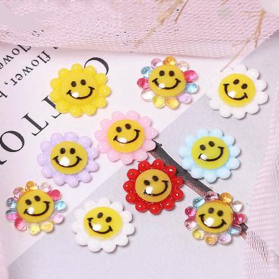 China Kawaii Colorful Nail Charms Resin 3d Nail Art Decoration Accessories Cartoon Smile Sunflower Nail Art Decoration for sale