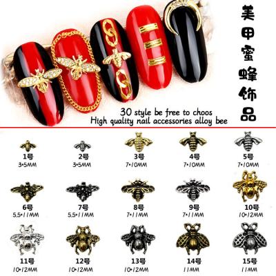 China Nail Art Decoration 1pcs Metal Alloy 3D Bee Nail Art Decorations Rhinestone For Nail Designers Metal Nail Charms Alloy for sale