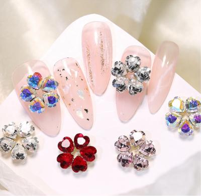 China Fashionable Five-petal Flower Zircon Rhinestone Nail Art Accessories 3D Crystal Manicure for sale