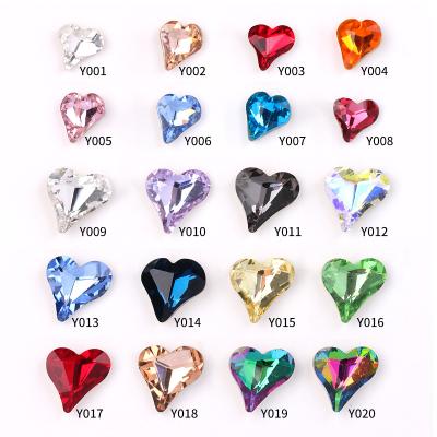 China Nail Art Decoration 3d Diamond Rhinestones Headed Bottom Twisted Heart High Quality Glass Stone K9 Crystals For Nails Fake Stone for sale