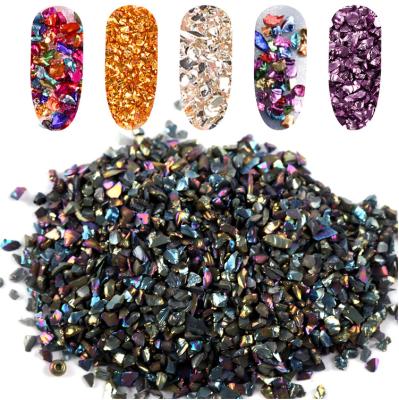 China Sand Fashionable Stone Shard Design Glitter Nail Art Crushed Glass Nail Art Metallic Colorful Mix Stones for sale