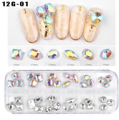 China Nail Art Decoration 1 Box AB Nail Art 3D Decoration Rhinestone Nail Art Colorful Crystal For Flatback Nail Art Rhinestones for sale