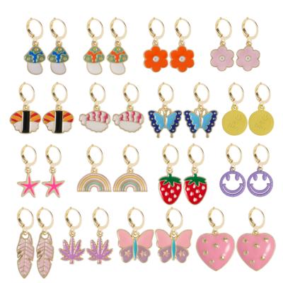 China Cute fashion jointed border creative butterfly flower lovely personality cartoon sushi smile mushroom icon earrings for sale