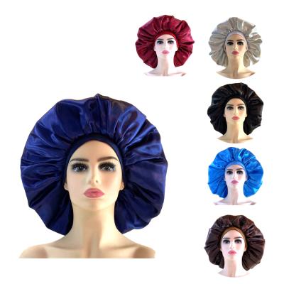 China sleep & Famous Extra Large Face Wash Luxury Custom Women Sleep Satin Silk Designers Braid Hair Hoods Cap Hat for sale