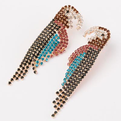 China Cute Animal Birds In Multi Color Woodpecker Rhinestone Post Earrings For Girls Ladies for sale