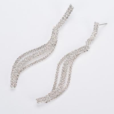 China Trendy Jewelry Wave Fashion Crystal Glass S Shaped Earrings For Youth for sale