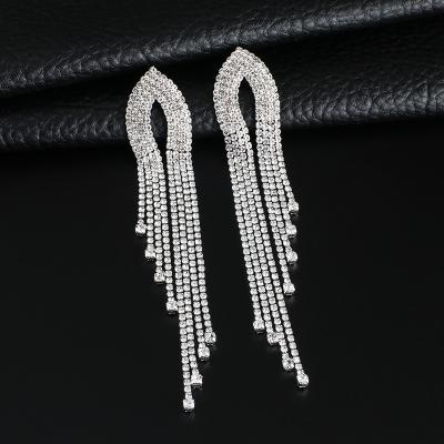 China Gorgeous Stone BOHEMIA Crystal Rhinestone Graduated Tassel Small Drop Earrings Lady Accessories. for sale