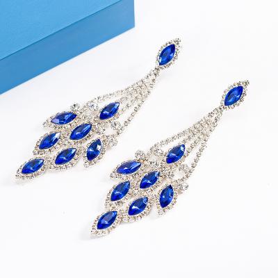 China FASHIONABLE Gorgeous Leaf Shape Marquise Rhinestone Earrings Women Jewelry Costume Accessory for sale