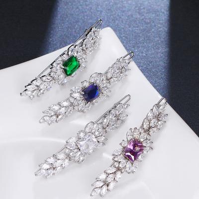 China Wedding Zircon Hair Clip Luxury High Quality Zircon Wedding Hair Clips Women Gift Zircon Stone Technology For Wedding for sale