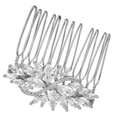 China Bridal Geometric Zircon Hair Combs Luxury High Quality Cubic White Geometric CZ Stone Amazon Zircon Bridal Hair Combs For Wedding for sale