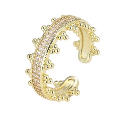 China Best Selling Classic Designs Eternity Ring Gold Jewelry Women Gift Adjustable Zircon Stone Technology For Party Wedding for sale