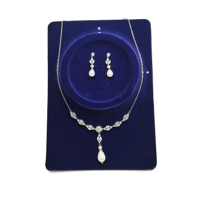 China New Arrival Romantic Pearl Water Shining CZ Necklace And Tasty Earring Bridesmaid Jewelry Set For Girls for sale