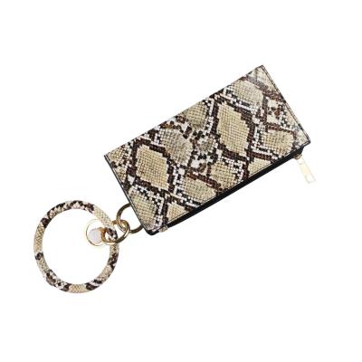 China Handholding Wallets with Jewelry Leopard Snake Print Bracelet Personalized Bracelet PU Purse Bracelet Key Chain Wallet with Key-Chain Bracelet for Women for sale