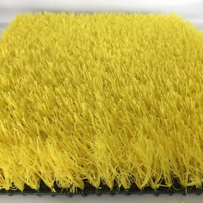 China 25mm height Colorful fiber yarn Garden decoration Yellow synthetic grass for rainbow racetrack for sale