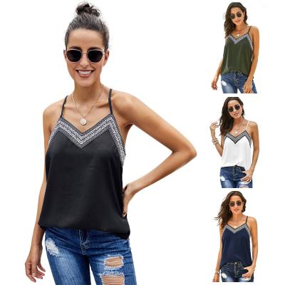 China New Women's Strapless V-Neck Summer Solid Color Short Top Loose Sleeveless Camisole Anti-Shrink for sale