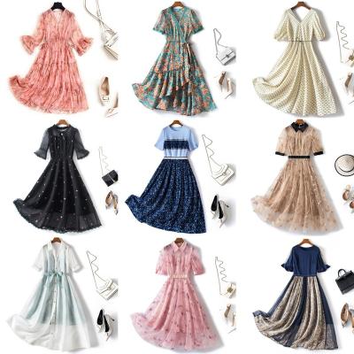 China Wholesale 2022 new big bags lace blouse lady bags anti-static casual women's clothing cotton blend short floral dress for sale