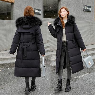 China Custom Made Women's Winter Waterproof Jacke Outerwear Ladies Removable Fur Hooded Down Long Coat Stripper Parka Jacket for sale