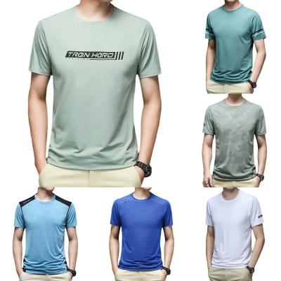 China 2022 New Fashion T-shirt Mens Fitness Running Gear QUICK DRY Dry ​​Shirt Men Ice Silk Stretch Polo Shirt Men for sale