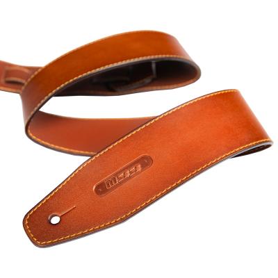 China Almost All Kinds of M33 Leather Guitar Strap 2.5 Inch Wide Genuine Soft Brown Guitar Strap Set for Acoustic, Electric and Bass for sale