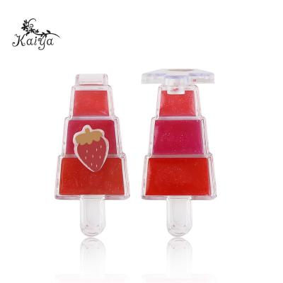 China OEM Strawberry Smooth Cruelty Free Girls Cosmetic Flavor 3 Colors Shimmer Beautiful Lip Jelly Washable Makeup For Kids for sale