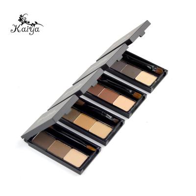 China Waterproof Three Color Base Makeup Palette Pressed Private Label Waterproof Eyebrow Powder With Eyebrow Brush for sale