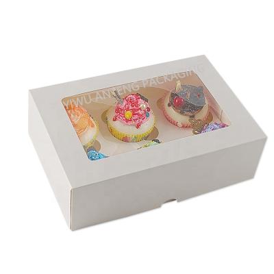 China Automotive Recyclable Custom Pop UP Style Bakery Cupcake Holder Containers With Window Valentines Day Muffin 6 Hole Cupcake Packaging Boxes for sale