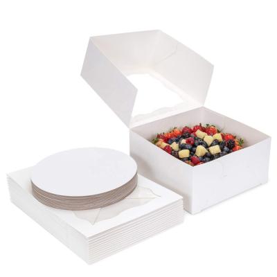 China Custom Design 10Pack Materials Anteng Supplier Custom Design Recycled Cake Bakery Boxes With Window And Gold Round Cake Boards 10 Inch Cake Boxes for sale