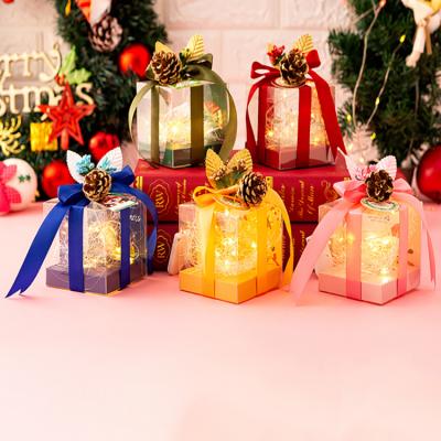 China Recycled Materials Candy Boxes Transparent PVC Wedding Favors And Gifts Box Romantic Flower Square Ribbon for sale