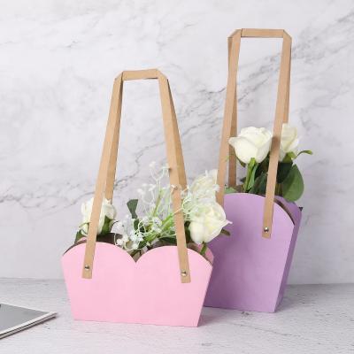 China Recyclable Eco Friendly Colorful Cheap Flower Paper Bag Flower Packaging Shopping Bag For Gift for sale