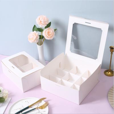 China 6hold 9hold Disposable Customized Luxury Mini Egg Yolk Cake Pastry Cupcake Box Gift Box Bread Mousse Cake Packaging Box for sale