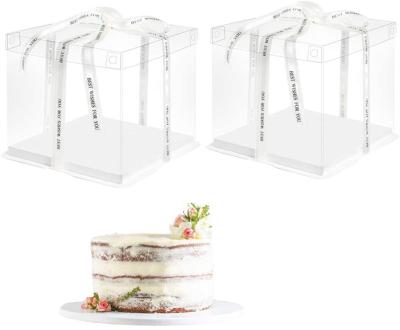 China Large Disposable PET Clear Cake Box Packaging Transparent Clear Plastic Cake Box for sale