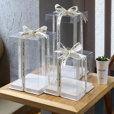 China Custom 12inch Square Gift Boxes Recyclable Wedding Transparent Plastic Birthday Cake Box for sale