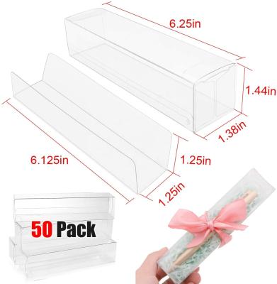 China Recyclable Clear Plastic PET Gift Favor Boxes, Transparent Rectangle Cube Candy Chocolate Cookies Treat Boxes For Christmas, Wedding, Party for sale