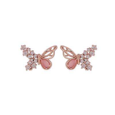 China FASHIONABLE MISSNICE Micro Inlaid Zircon Butterfly Wings Stud Earrings Team ButterflyinsWomen Needle Colorized Earrings shiny925Silver for sale