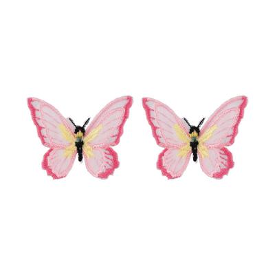 China FASHIONABLE Double-layer Butterfly MISSNICE organza embroidery color mesh butterfly earrings925Silver stereo stud earrings women for sale