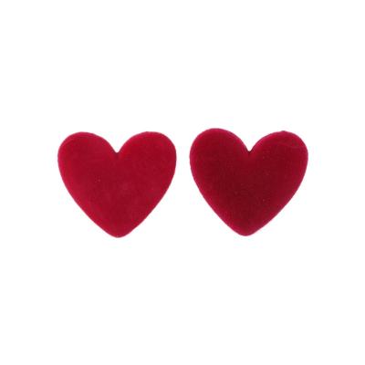 China FASHIONABLE soft flocking love heart stud earrings autumn and winter new arrival style girl plush Hong Kong style heart-shaped earrings for sale