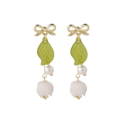 China FASHIONABLE Korean version of the small flower lily of the valley personality design leaf flower sweet earrings forest handmade fresh earrings for sale