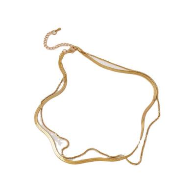 China FASHIONABLE Korean version of the tassel sense design niche necklace chain cold wind double fold snake simple accessories female clavicle chain for sale