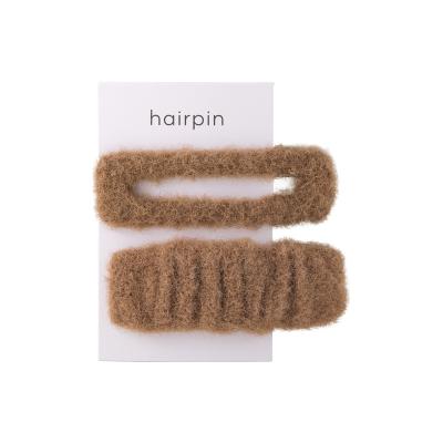 China Fabric milk coffee cotton plush pleated two-piece large hairpin BB clip joker hairpin Korea autumn and winter new hair accessories for sale