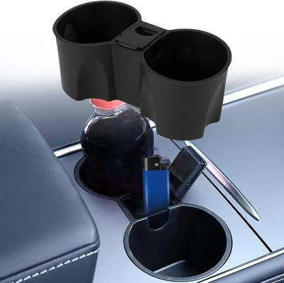 China New Tesla Model 3 Y Water Cup Holder Center Insert Console Slip Slot Rubber Clips China-chic Model Limit No More Spilled Drinks Kit (Black) for sale