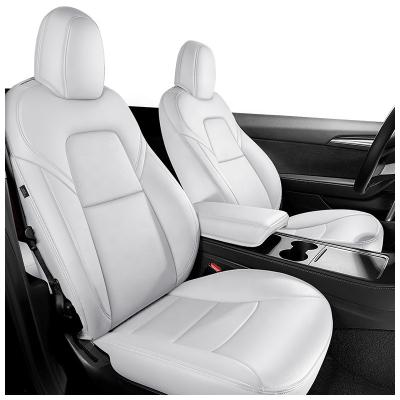 China 2022 Model Leather Seat Cover Tesla Nappa Leather Car Seat Covers Fully Wrapped Y Seat Protector Fit For Tesla Model 3 for sale