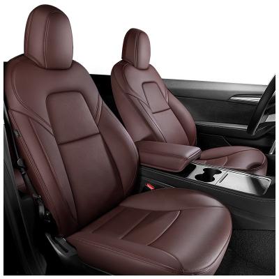 China 2022 Model Leather Seat Cover Tesla Nappa Leather Car Seat Covers Fully Wrapped Y Seat Protector Fit For Tesla Model 3 for sale