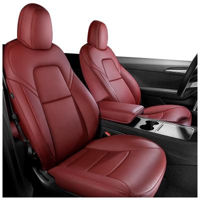 China 2022 Model 3 Leather Seat Cover Tesla Nappa Leather Car Seat Covers Fully Wrapped Seat Protector Fit For Tesla Model Y for sale