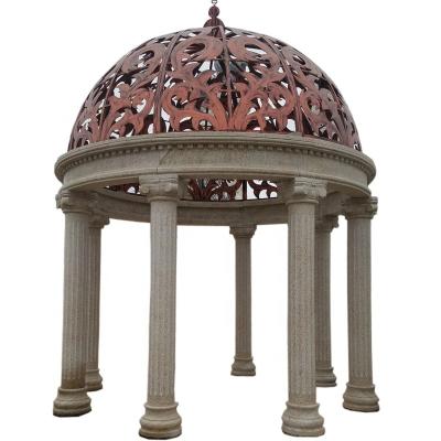 China Outdoor decorative carved column villa or park decoration natural granite gazebos for sale for sale